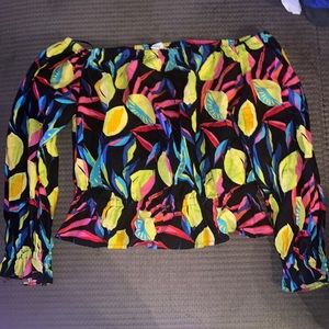 Tabitha Brown Lemon Print Bardot Top